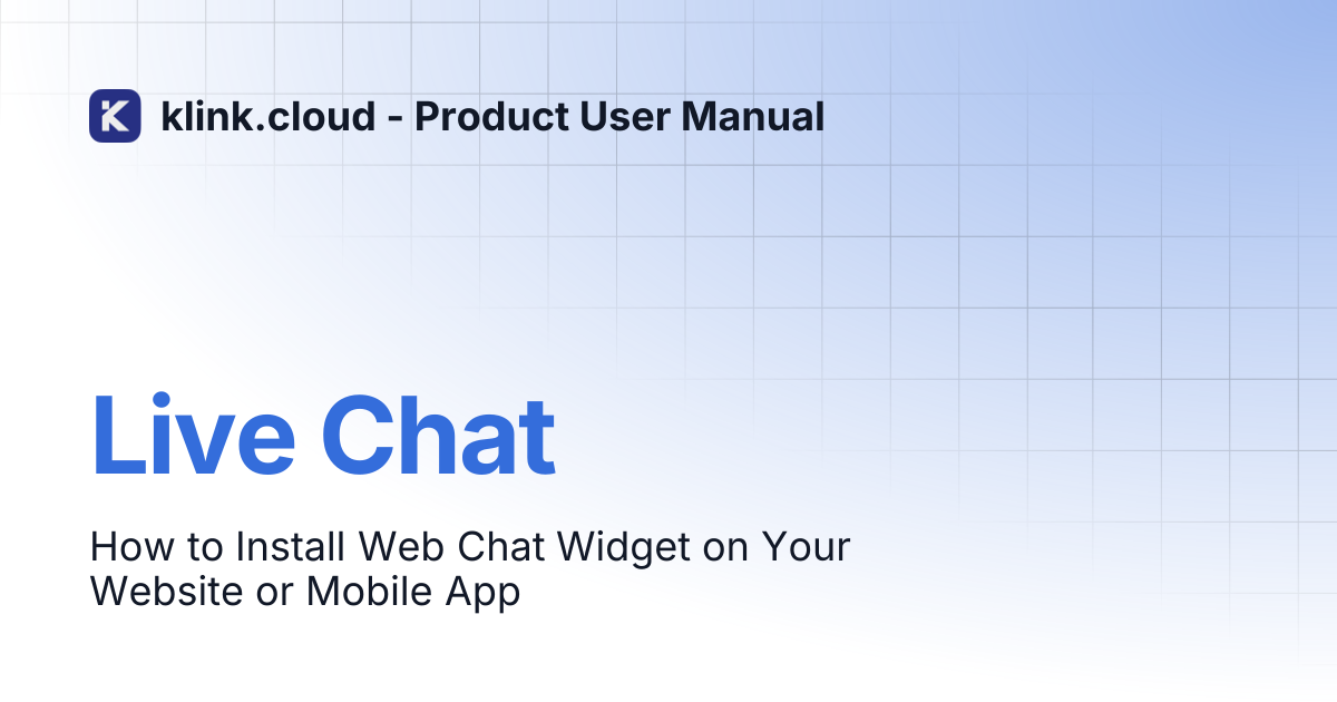 Live Chat | klink.cloud - Product User Manual